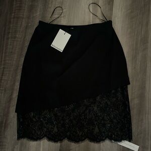 Reformation Black Asymmetrical Lace Skirt